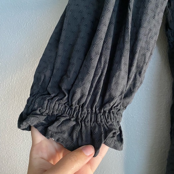 Universal Thread Dress Size Large Long Sleeve Eyelet Grey Boho Ruffle Lagenlook - Picture 6 of 10